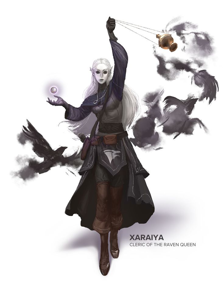 a drawing of a woman with white hair flying through the air while holding two birds