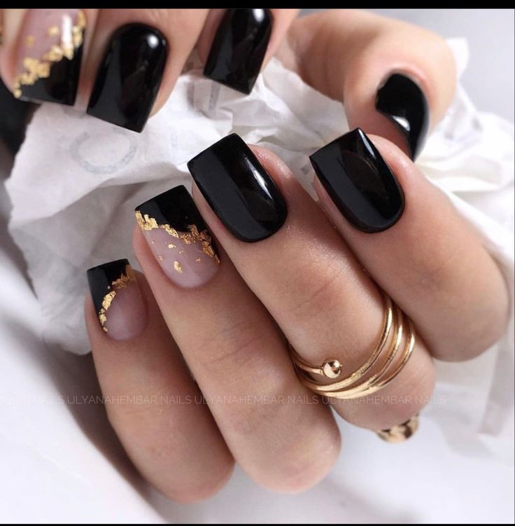 Classy Black Nails, Black Gel Nails, Unghie Sfumate, Black Acrylic Nails, Classy Nail Designs, Fancy Nails Designs, Simple Gel Nails, Short Acrylic Nails Designs, Fancy Nails