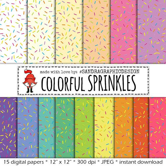 colorful sprinkles digital paper pack