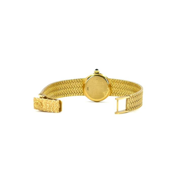 Pre-Owned 14 Karat Yellow Gold Concord Quartz Watch on Woven Gold Bracelet with Hexagonal Case and Champagne Stick Dial. Caseback Numbers 2098160-PS, 413482. 6 - 6.5 Inches Long with Folding Clasp. Elegant Formal Watch Accessories: Jubilee Bracelet, Evening Round Watch With Jubilee Bracelet, Elegant Yellow Gold Watch Accessories With Jubilee Bracelet, Evening Watches With Jubilee Bracelet, Elegant Yellow Gold Jubilee Watch Bracelet, Yellow Gold Bracelet Strap Watch, Formal Yellow Gold Octagon Bracelets, Formal Yellow Gold Watch With Box Clasp, Formal Watch With Bracelet Strap