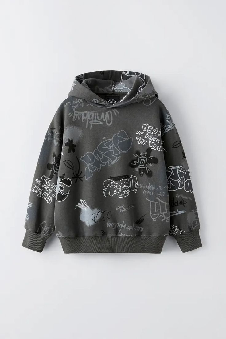 GRAFFITI HOODIE SWEATSHIRT - Anthracite grey | ZARA United States