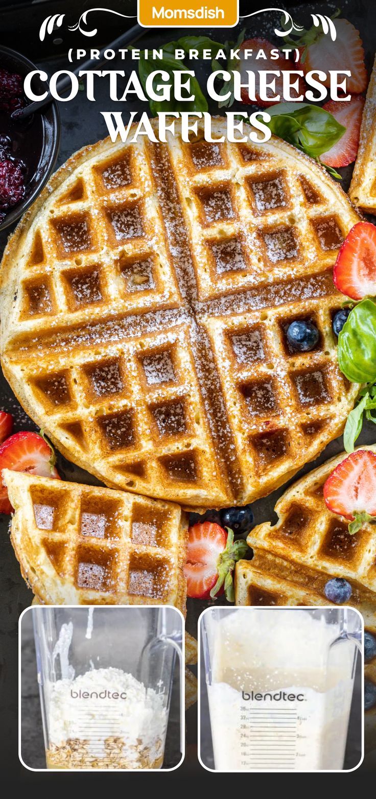 the ingredients for cottage cheese waffles are shown