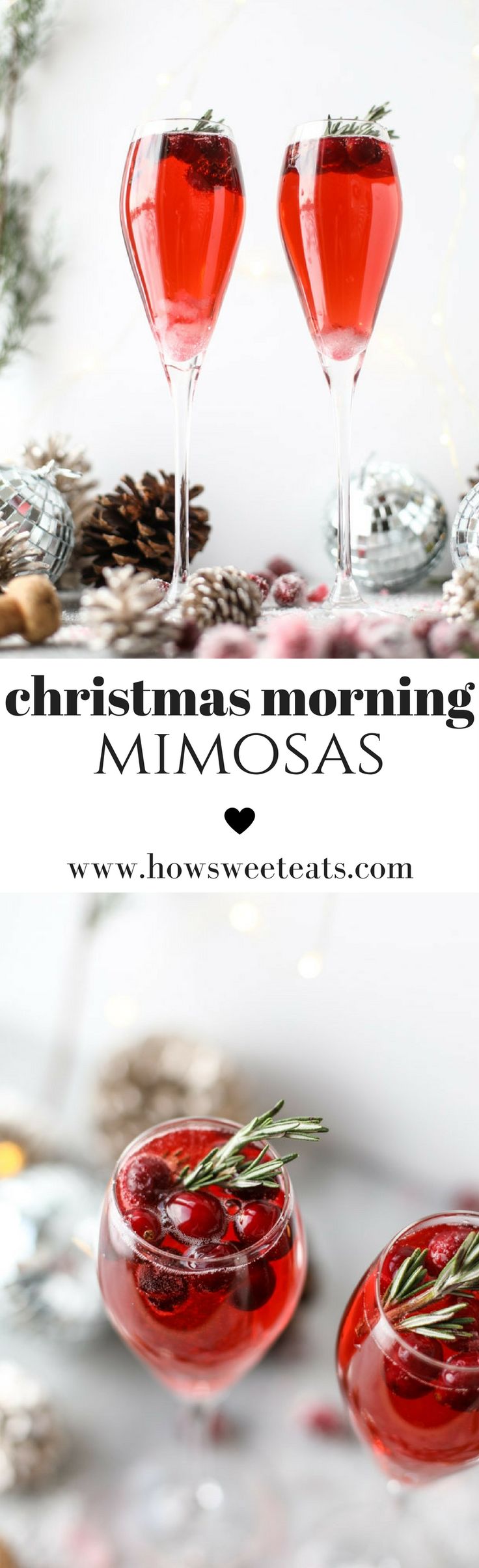 christmas morning mimosas with rosemary garnish