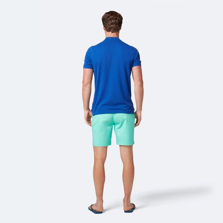 These pastel turquoise shorts are flattering and fresh for fun days in the sun. A new summertime essential, Tom & Teddys shorts are for active days, laidback days and every sunny day in between. They have a semi-tailored cut, a perfect-fit waistband (theyre elasticated at the sides) and the fabric is a soft twill cotton, which is low-crease and exceptionally durable. With just the right amount of stretch for easy movement, these are the ultimate in versatile, every-day shorts that youll wear Green Relaxed Fit Bottoms For Poolside, Blue Athleisure Bottoms For Vacation, Blue Bottoms For Weekend In Summer, Blue Bottoms For Weekend Summer Activities, Blue Summer Bottoms For Weekend, Blue Bottoms For Weekend Summer Wear, Casual Blue Bottoms For Weekend, Blue Cotton Bottoms For Weekend, Casual Pants For Poolside In Spring