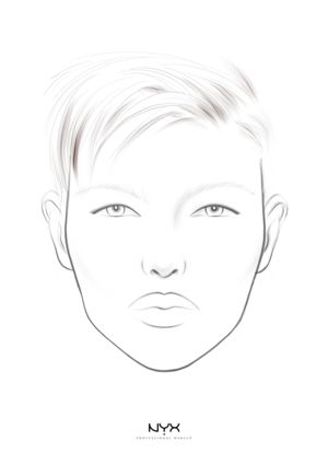 a drawing of a man's face with short hair