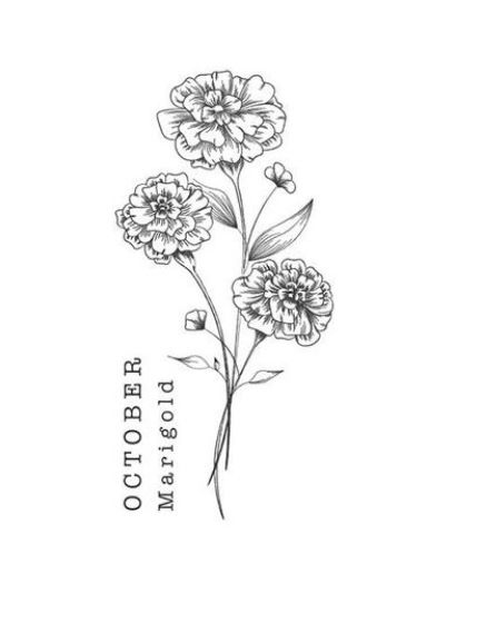 a drawing of flowers on a white background with the words, october written in black ink