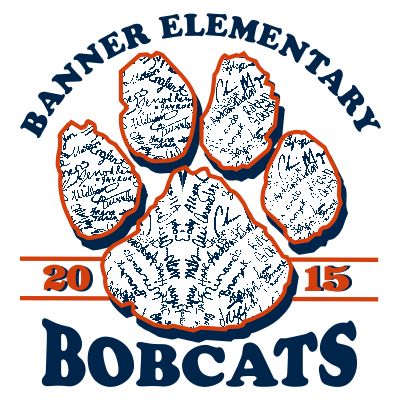 an animal paw with the words bobcats written on it in blue and orange