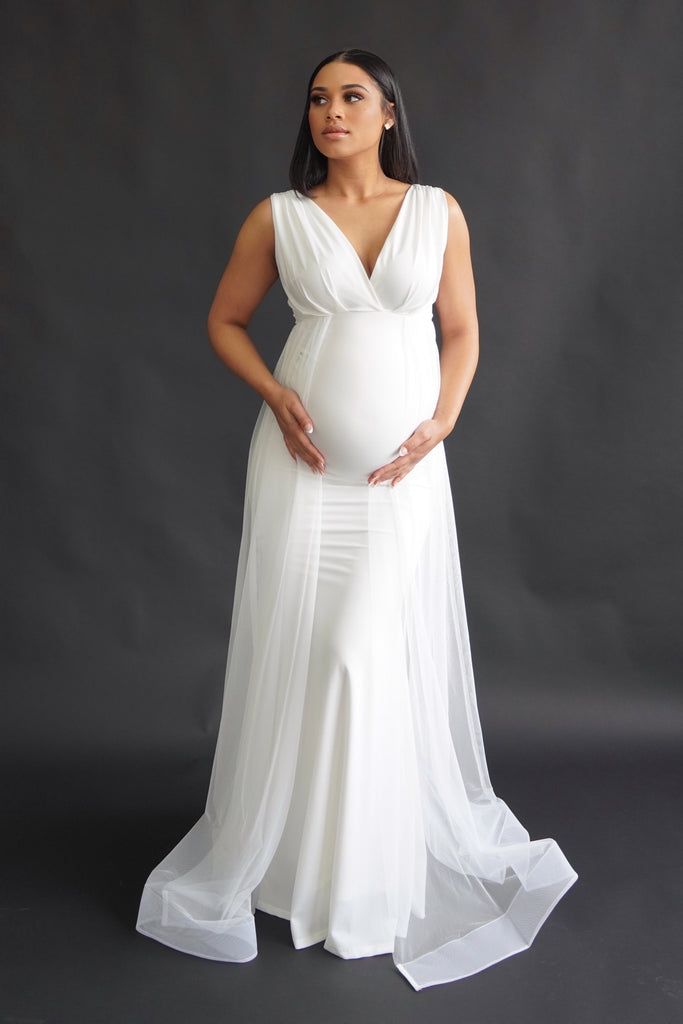 Victoria Gown White Dress For Baby Shower Party, Dresses For Pregnant Women Elegant, Wedding Gown For Pregnant Brides, Wedding Dresses Pregnant Brides, Pregnant Bride Dress, Wedding Dress For Pregnant Bride, White Maternity Gown, Maternity Wedding Gown, Wedding Dresses Pregnant