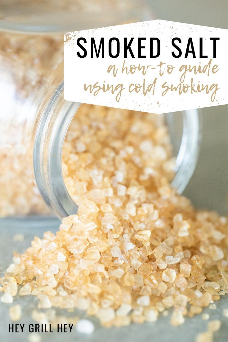 homemade smoked salt in a glass jar with text overlay