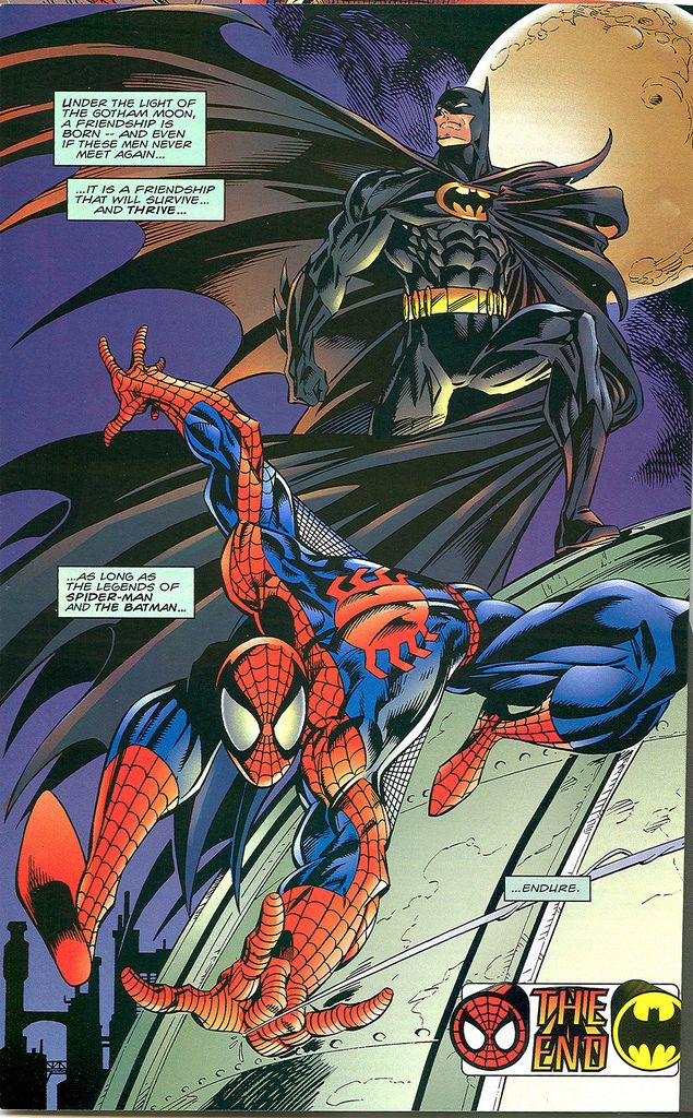 https://flic.kr/p/562qxU | Spider-man and Batman : "Disordered Minds" ..cover art by Mark Bagley & Mark Farmer (( 1995 )) { friendship.. } } | -->> .. yeh yeh yeh .. blah blah bla ~~ ** ..>v< Dc Cover Art, Spider Man And Batman, Spiderman And Batman, Batman And Spiderman, Marvel And Dc Crossover, Mark Bagley, Marvel And Dc, Batman Spiderman, Caped Crusader