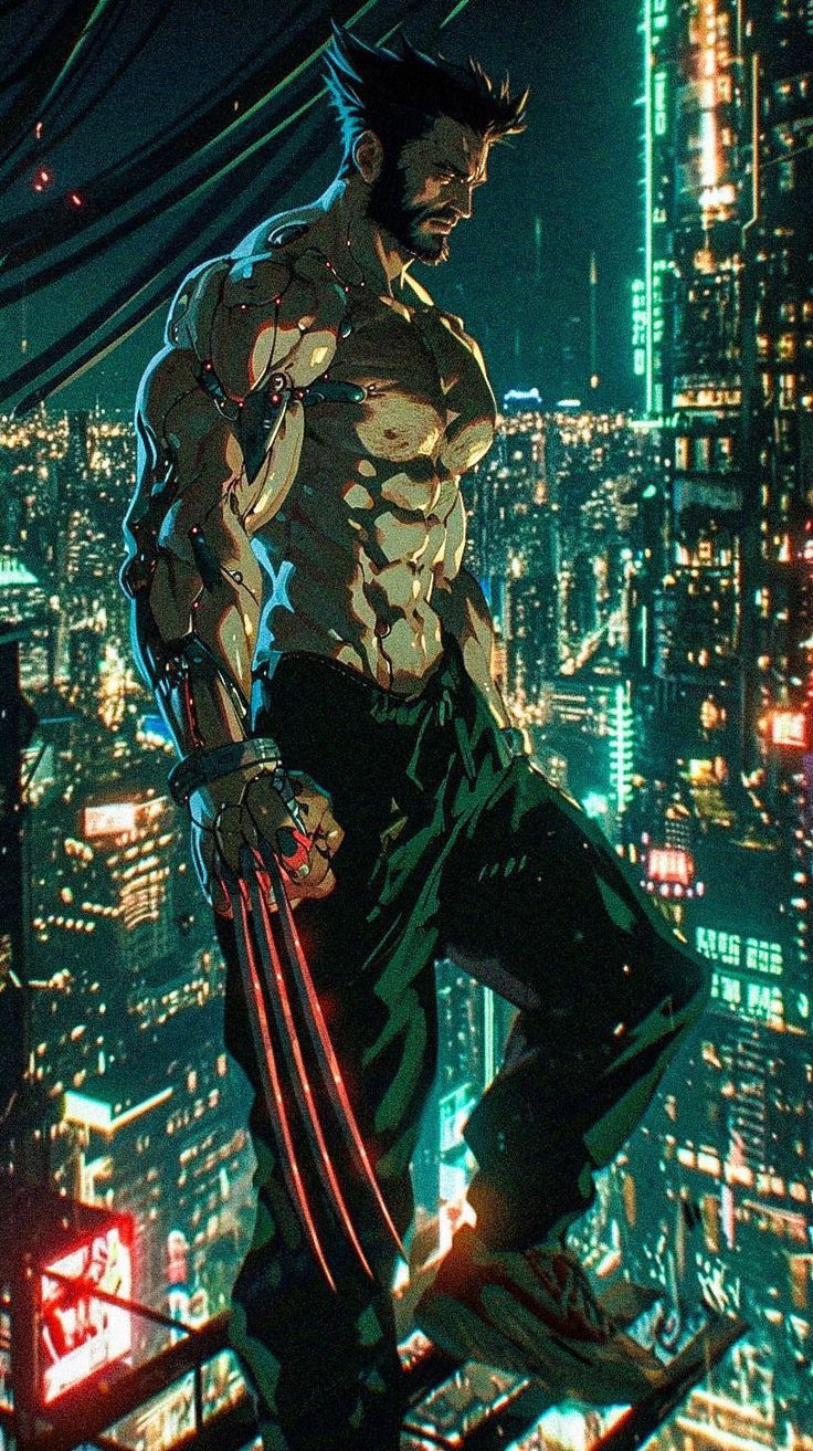 a man standing on top of a building in front of a city skyline at night