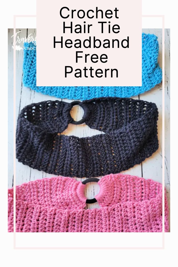 crochet hair tie headband free pattern with text overlay that says,'crochet hair tie headband free pattern '