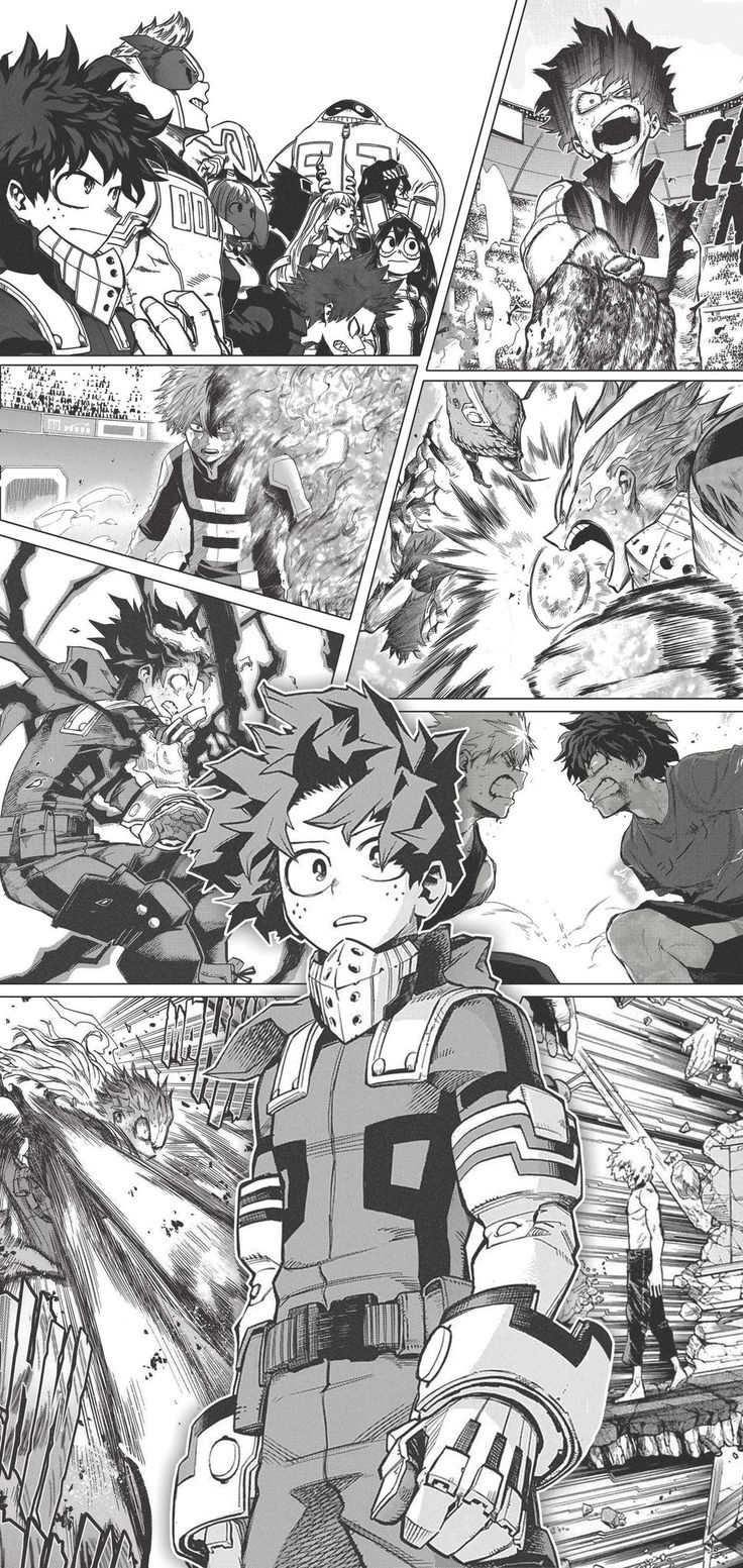 an image of some anime characters in black and white colors, with one being surrounded by others