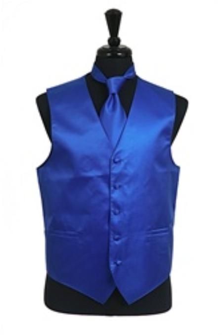 a blue vest and tie on a mannequin