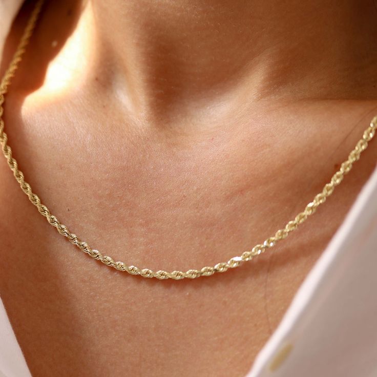 14k Gold Necklace, 14k Gold Chain, Solid Gold Necklace, Solid Gold Chain, Real Gold Necklace, Real Gold Chain - Etsy Classic Rope Chain Necklaces As Gift, Classic Rope Chain Necklaces For Gifts, 14k Gold Rope Chain Necklace For Anniversary, Dainty 14k Gold Rope Chain Necklace, Dainty 14k Gold Rope Style Necklace, 14k Gold Rope Chain Necklace Gift, Minimalist 14k Gold Rope Chain Necklace, Elegant Delicate Rope Chain Necklace Gift, Anniversary Gold Plated Rope Chain Necklace