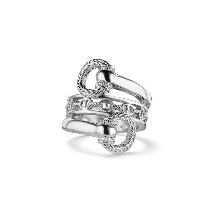 Our Bypass Ring features classic equestrian details in sterling silver. Inspired by the hardware traditionally found on the Lipizzaner Horse-- this ring highlights a signature equestrian motif, making a subtle statement. Sterling Silver Width: 15⁄16" Rhodium finish to brighten and protect Judith Ripka Ring, Horse White, Judith Ripka, Bypass Ring, Symbolic Jewelry, Wide Band Rings, Pearl Gemstone, Best Diamond, Ring Size Guide