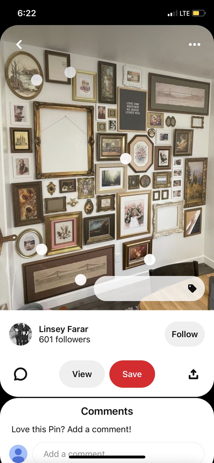 an image of a wall with pictures on it and the caption below that reads, i love this pin's add comment