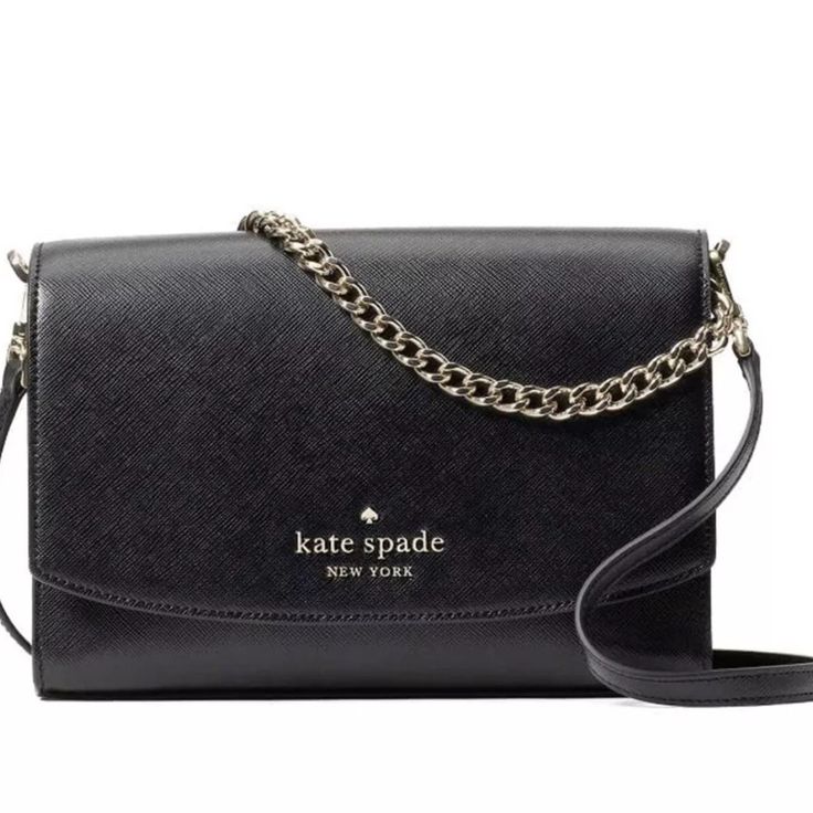 Kate Spade Carson Convertible Crossbody Black Saffiano Leather Bag. Shoulder And Crossbody Bag Brand New Used Two Times! Smoke Free Home Kate Spade Carson Crossbody Purse! Black Saffiano Leather 6.87"H X 9.12"W X 2.56"D Handle Drop: 6.75" Drop: 22" Saffiano 2 Way Spade Jacquard Lining Metal Pinmount Logo Crossbody With Flap With Magnetic Snap Closure Interior Back Slip Pocket Exterior Back Slip Pocket. Saffiano Leather. Beautiful Bag! Very Nice Matching Wallet Available Bundle And Save Send Me A Kate Spade Crossbody Purse, Kate Spade Outlet, Kate Spade Shoulder Bag, Convertible Crossbody Bag, Vanilla Latte, Code Black, Coach Outlet, Kate Spade Purse, Kate Spade Handbags