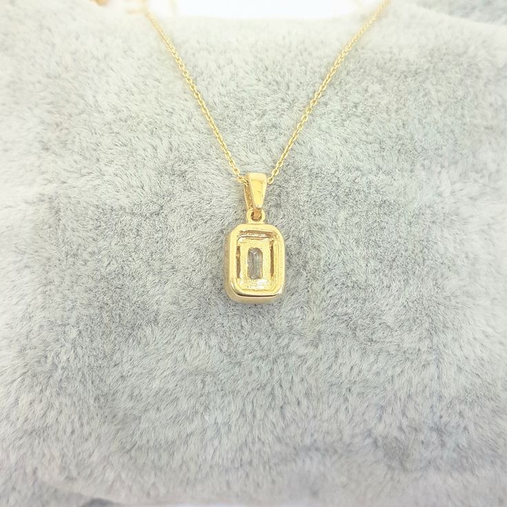 - Baguette Pendant Necklace with Halo was made with high quality 14K real solid gold . - We recommend you to review our other bracelets, earrings, rings and necklaces. We have listed many kinds of beautiful and trendy gold and silver products. You won't regret! https://www.etsy.com/shop/LatikaJewelryShop - Baguette Pendant Necklace with Halo for women is with decorated with white baguette and cubic zirconia stones. - This cute, charm, dainty, delicate, elegant women jewelry Baguette Pendant Neck Gold Baguette Diamond Necklaces For Gift, Gold Necklaces With Baguette Diamonds As Gift, Gold Necklaces With Baguette Diamonds For Gifts, Gold Diamond Necklace Baguette Cut As Gift, Gold Baguette Cut Diamond Necklace Gift, Yellow Gold Baguette Cut Necklace For Gift, Yellow Gold Rectangular Necklace With Baguette Diamonds, Yellow Gold Rectangular Diamond Necklace For Gift, Baguette Cut Gold Diamond Necklace In 14k Gold