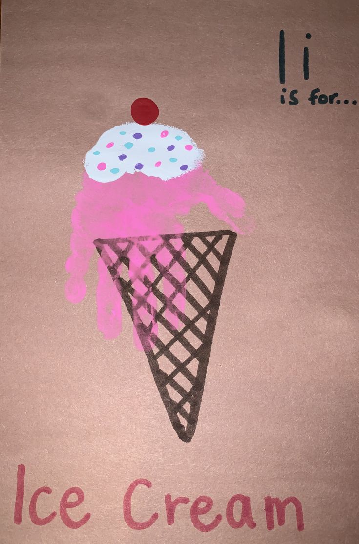 an ice cream cone with pink icing on it and the words ice cream is for