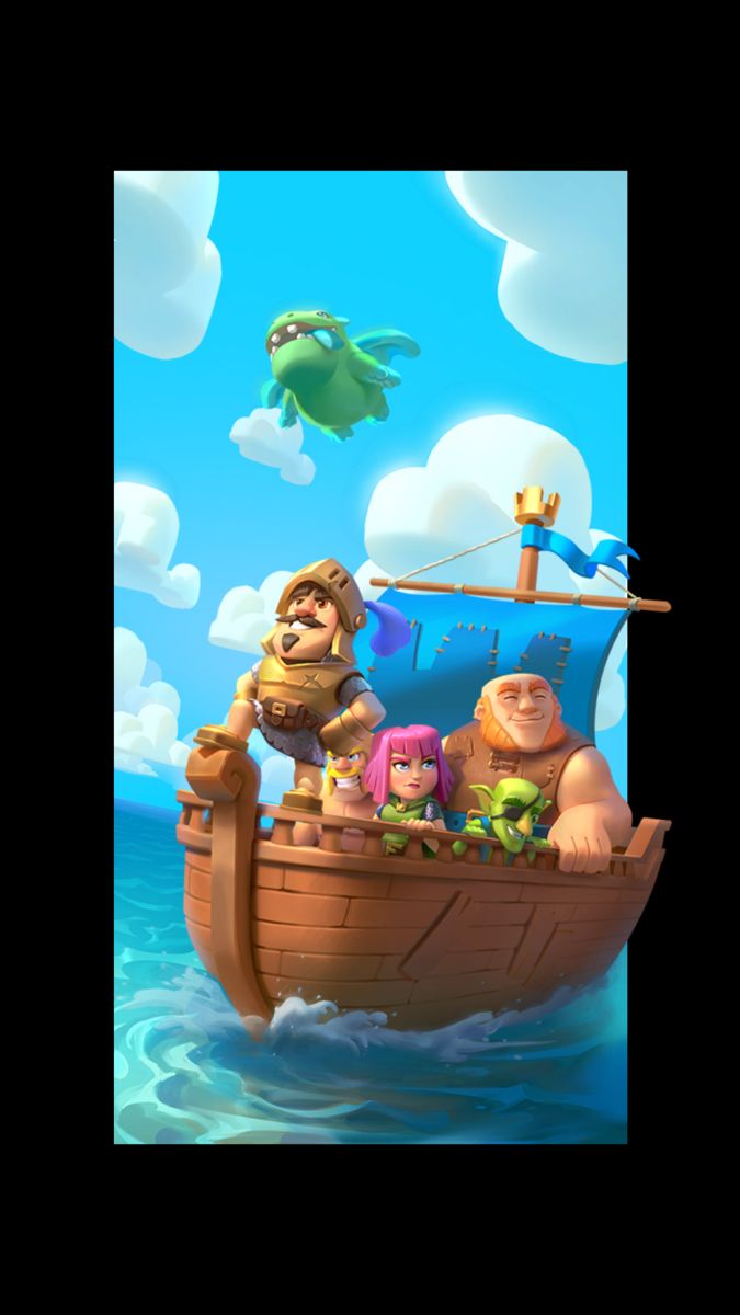 an animated cartoon character riding on the back of a boat with other characters in it