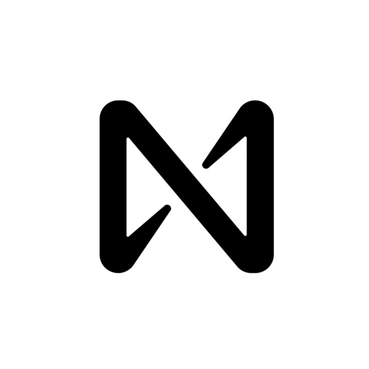 a black and white logo with the letter n