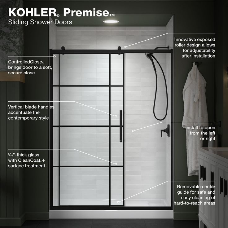 an overview of the kohle premium shower door and its features including instructions for installation