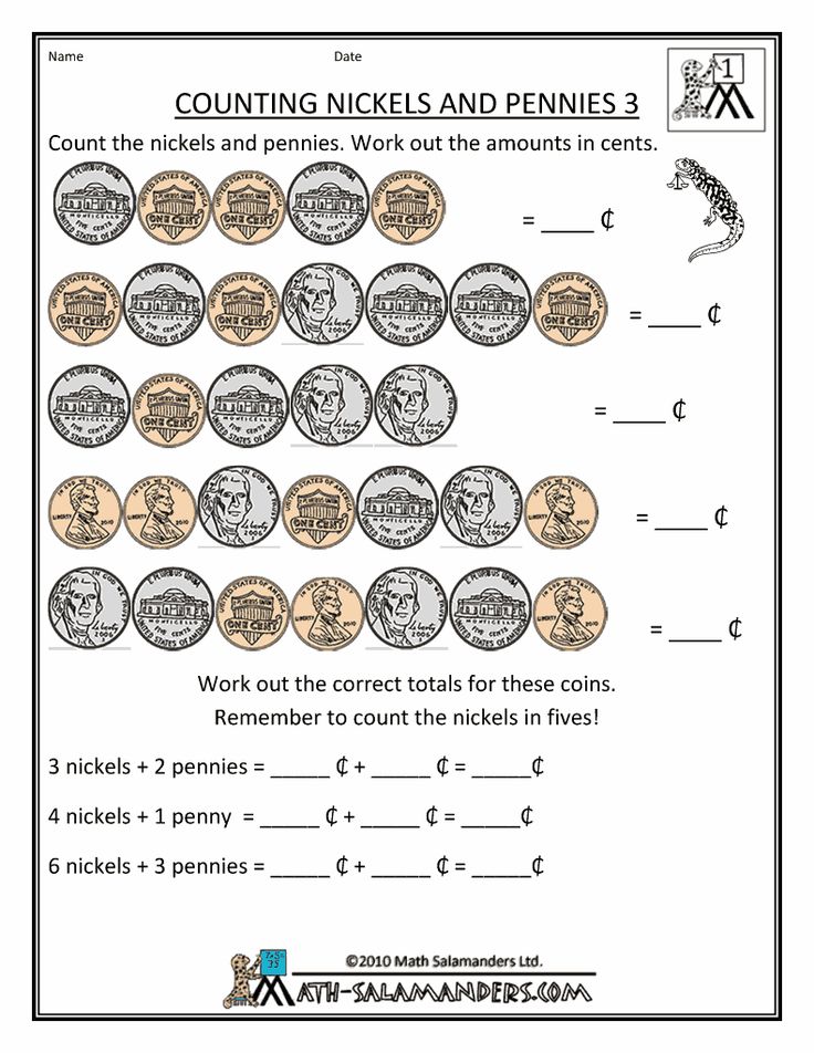 the worksheet for counting money and pennies