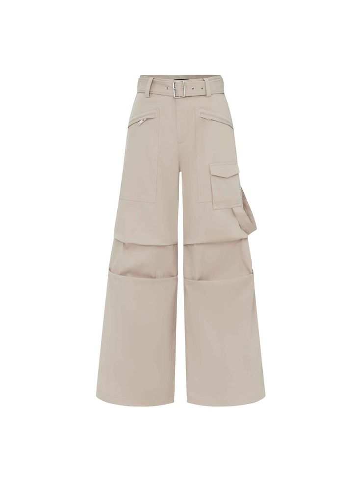 MO&Co. Women's Straight Leg Cargo Pants Elevate your casual style with our pants. Crafted from a comfy cotton blend, these pants offer a relaxed fit and wide legs that will pool effortlessly over your shoes. The folded details at the knee add a touch of industrial chic. Perfectly pairs with a fitted top for a laid-back yet trendy look. Features : - Relaxed fit, wide leg, full length- Knee pleated design, including belt- Multi cargo pockets and flap pocket at the back Code: MBD1PATT07The back len Baggy Wide-leg Cargo Jeans For Workwear, Wide Leg Pants With Multiple Pockets For Work, Spring Wide Leg Cargo Pants, Full Length Wide Leg Cargo Pants For Spring, Chic Wide Leg Bottoms With Multiple Pockets, Spring Full Length Wide Leg Pants With Cargo Pockets, Solid Wide Leg Cargo Pants With Belt Loops, Cotton Cargo Pants With Belt Loops For Fall, Fall Cotton Cargo Pants With Belt Loops