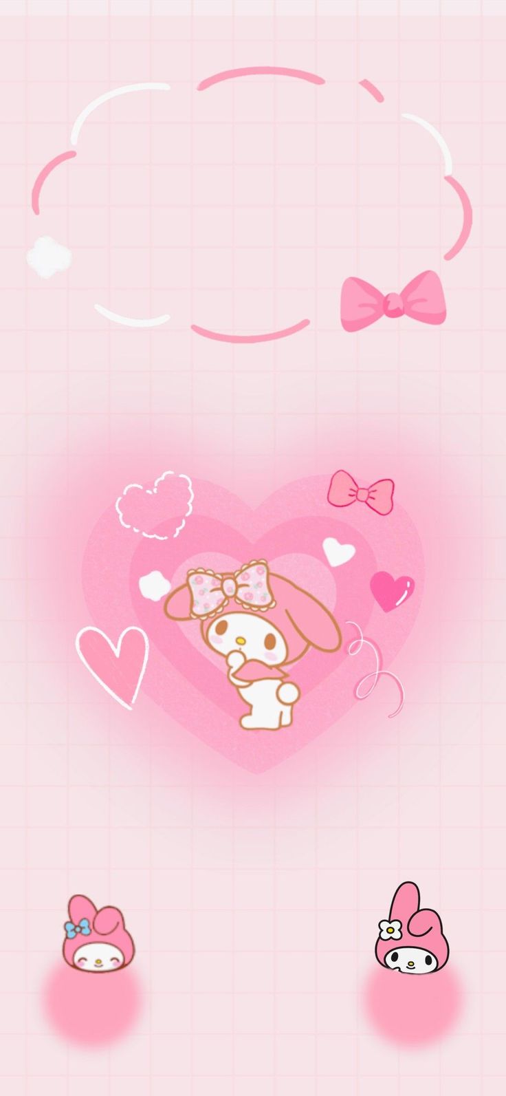 a pink background with hearts, bows and an animal in the shape of a heart