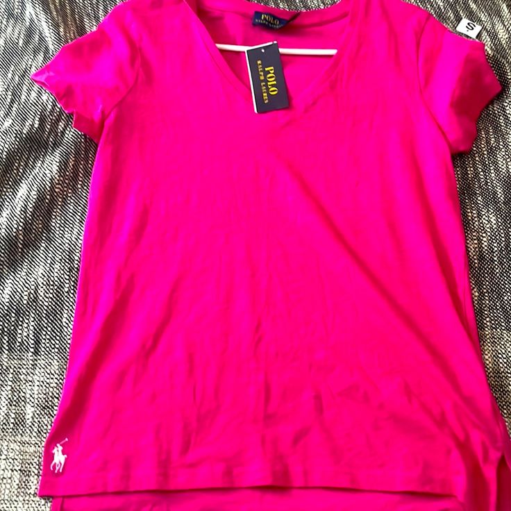 New Ladies Pink Polo Tshirt! Perfect For Spring To Wear For A Comfortable Day! Ralph Lauren Relaxed Fit Summer T-shirt, Ralph Lauren Summer T-shirt With Short Sleeves, Pink Ralph Lauren Cotton Tops, Casual Ralph Lauren T-shirt For Spring, Ralph Lauren Casual Short Sleeve Tops, Ralph Lauren Casual Spring T-shirt, Ralph Lauren Cotton Short Sleeve T-shirt, Ralph Lauren Summer Casual T-shirt, Summer Ralph Lauren Relaxed Fit T-shirt