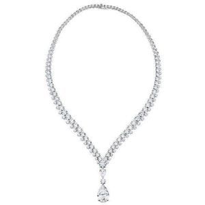 Formal Pear-shaped Diamond Cut Drop Necklace, Elegant Pear-shaped Drop Necklace For Formal Occasions, Formal Fine Jewelry Diamond Drop Necklace, Formal Drop Diamond Necklace Fine Jewelry, Fine Jewelry Diamond Drop Necklace For Formal Occasions, Formal Drop Diamond Necklace In Fine Jewelry Style, Formal Pear-shaped Cubic Zirconia Diamond Necklace, Pear-shaped Cubic Zirconia Diamond Necklace For Formal Occasions, Classic Brilliant Cut Drop Necklace For Formal Occasions