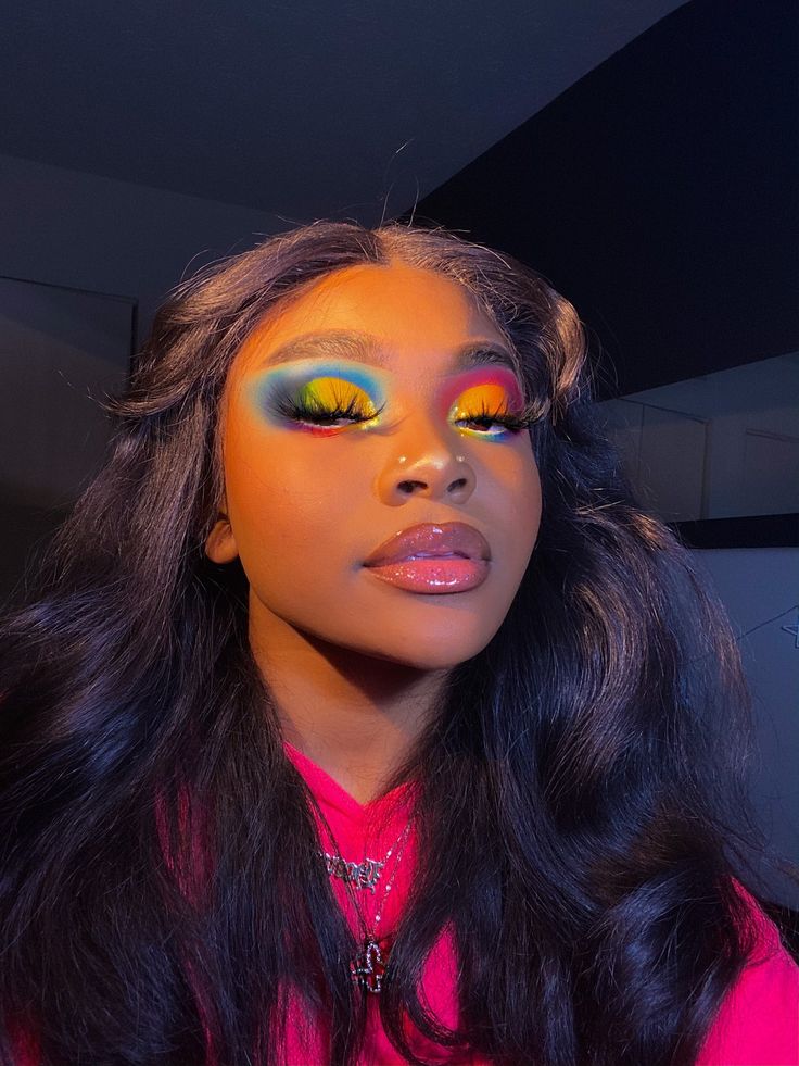 ‪@NahhDeeByNature ‬ Rainbow Makeup Looks Black Women, Rainbow Makeup Looks, Pride Fits, Makeup Looks Black Women, 2025 Wallpaper, Makeup Masterclass, Makeup Cantik, Makeup For Black Skin, Brown Skin Makeup