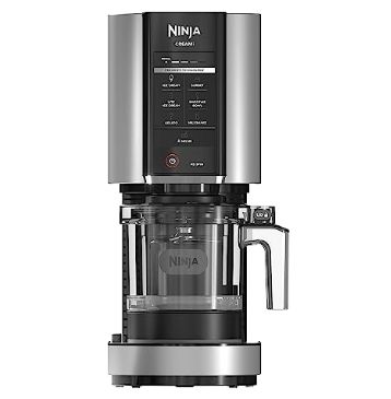 the ninja coffee maker is stainless steel and has a built - in grinder on top