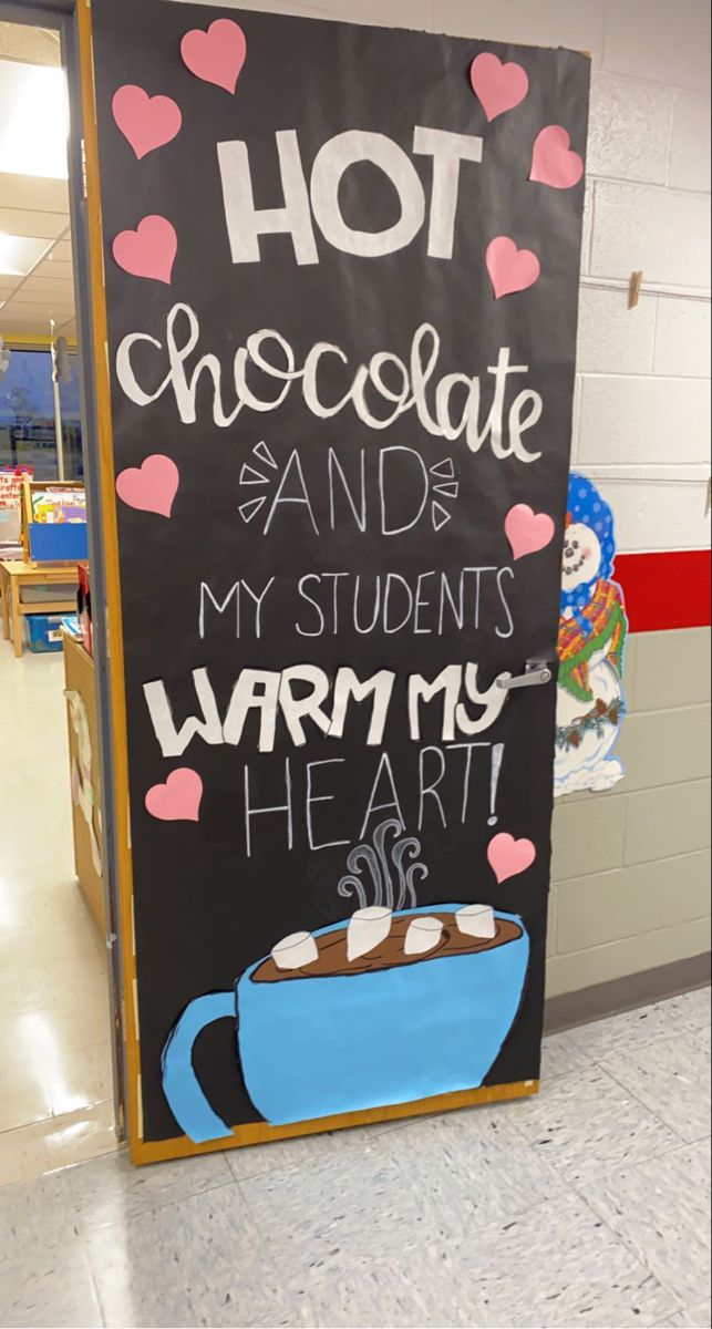 a sign advertising hot chocolate and my students warm my heart