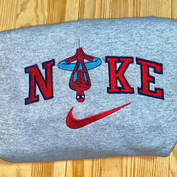 Stitched On A Gildan Unless Stated Otherwise Please Allow Us One Day Of Processing If You Have Any Custom Questions Pm Us! Nike Custom Crewneck, Spiderman Hoodie Nike, Spider Man Nike Sweatshirt, Spider Man Sweatshirt, Nike Sweatshirts Diy, Spider Man Sweater, Custom Nike Sweatshirt, Custom Nike Hoodie, Spiderman Crewneck