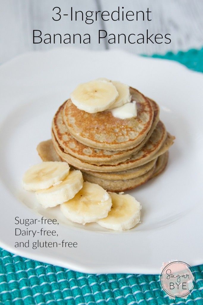 three ingredient banana pancakes on a white plate