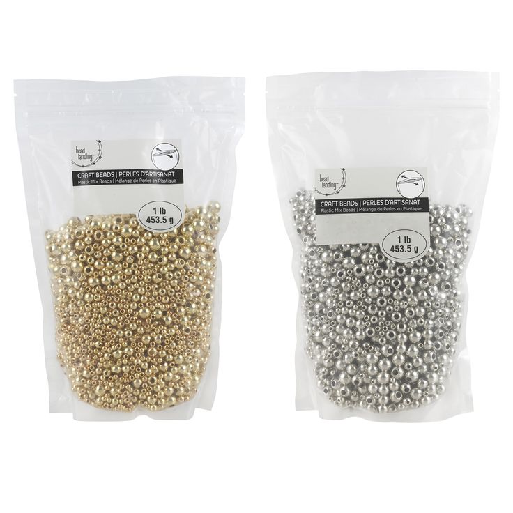 two bags of gold and silver beads