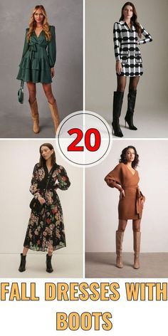 Winter#WinterOutfits#Fashion2024#SeasonalFashion#WinterTrends#StyleTips#ColdWeatherOutfits#Skirts#Layering#MidiSkirtsIdeas#OutFitIdeas#WinterFashion Fall Dresses With Booties, Dresses With Boots Outfits, Black Dress Brown Boots, Dress With Boots Outfit, Outfits In Black, Short Fall Dresses, Dresses With Boots Fall, Plus Size Wedding Guest Outfit, Outfit With Tights