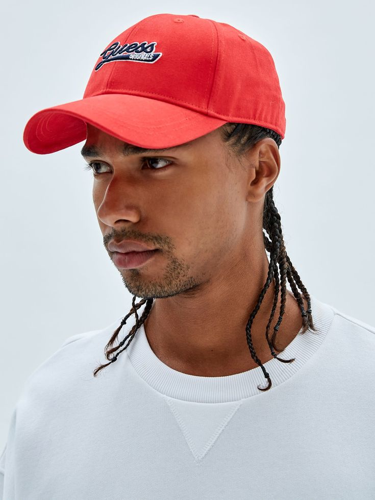 Canvas dad hat featuring an embroidered logo at the front and an adjustable back. Red Baseball Cap With Logo Patch, Casual Cotton Dad Hat With Logo, Red Baseball Cap With Logo Patch And Curved Brim, Embroidered Logo Baseball Cap With Curved Visor, Dad Hat With Embroidered Logo, Baseball Season Embroidered Logo Baseball Cap, Red Baseball Cap With Embroidered Logo For Baseball Season, Red Trucker Hat With Embroidered Logo And Curved Brim, Red Baseball Cap With Embroidered Logo