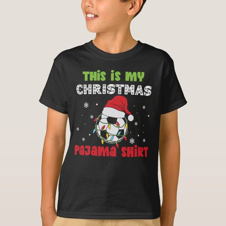 This Is My Christmas Pajama Shirt Soccer Theme, Kids Unisex, Size: Youth XS, Black Soccer Theme, Basketball Theme, Golf Theme, Baseball Theme, Gamer T Shirt, Pajama Shirt, Christmas Pajamas, Santa Hat, Christmas Tshirts