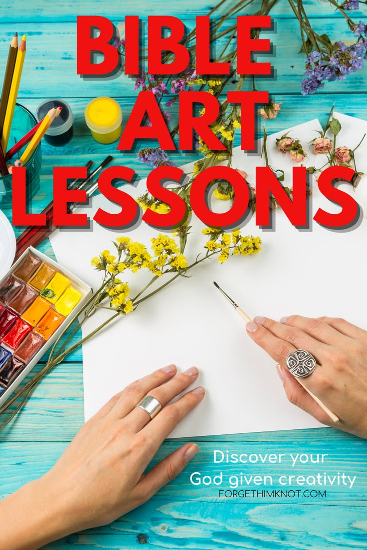 the bible art lessons book with hands on paper and watercolor paints