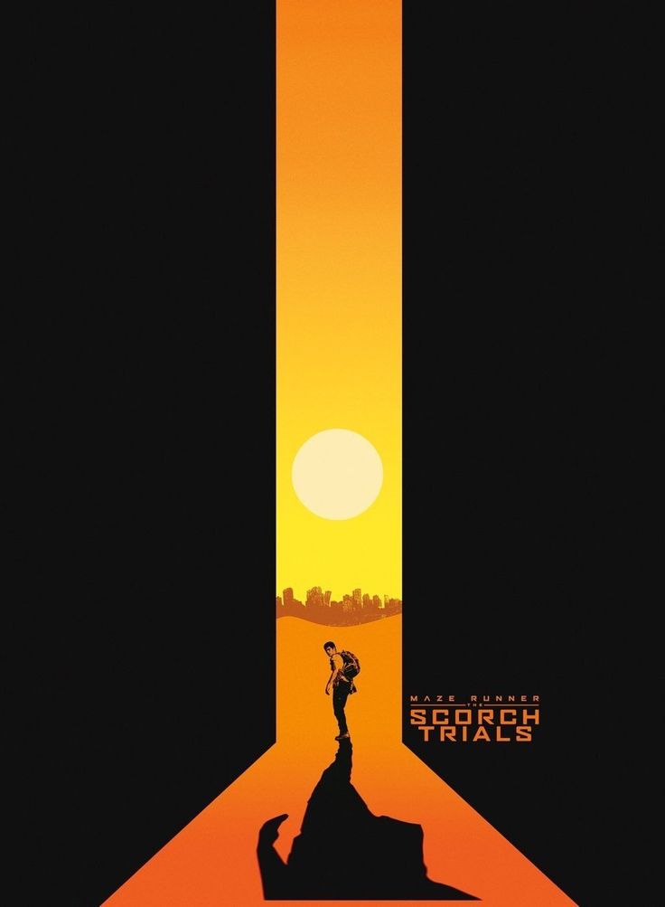 a movie poster with the sun setting over a person standing on top of a hill