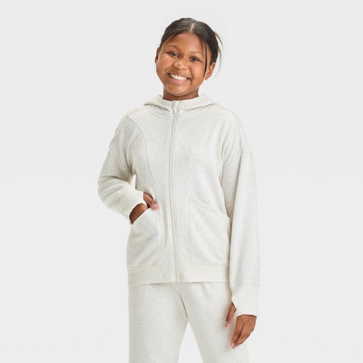 Why we're ALL IN: Hooded pullover sweatshirt in a solid hue made from lightweight cotton-recycled polyester blend fleece fabric. Features a front full-length zipper for easy on and off and versatile styling. Thumbholes offer extra coverage and help keep their hands warm on chilly days. All in Motion™: Inspiring the potential in every body. Basic Sweatshirt, Girls Fleece, All In Motion, Soft Leggings, Hooded Pullover, Full Zip Hoodie, Casual Fits, Fleece Fabric, Girls Shopping