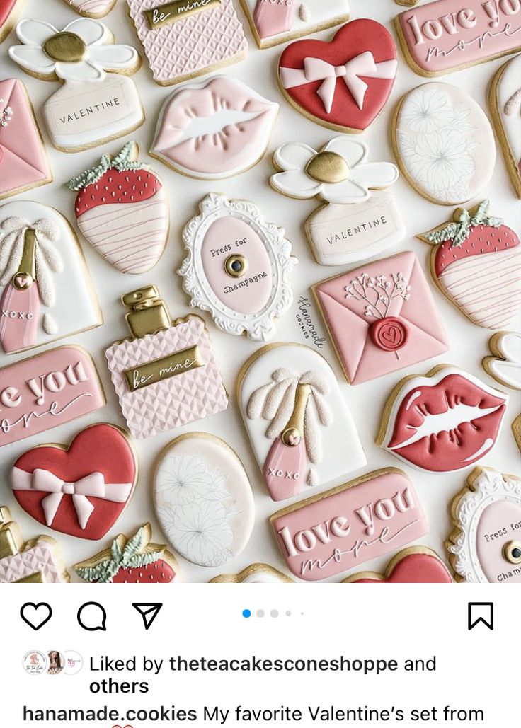 some cookies that are laying on top of each other with the words love spelled in them