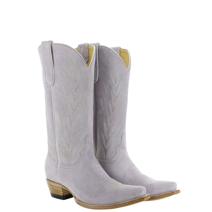 The KARIMA cowgirl boot for women is a gorgeous addition to any ensemble. Made of soft, luxurious suede in a beautiful lilac color, you'll feel pretty and confident every time you slip them on. Perfect for any occasion, these boots will make a statement wherever you go. Purple Snip Toe Boots For Fall, Purple Cowgirl Boots Wedding, Square Toe Boots Cowgirl Cavender's, Fitted Purple Ankle Boots, Women Cowboy Boots Cavender's, Womens Cowgirl Boots Cavender's, Cowgirl Boots Cavender's, Fitted Western Purple Boots, Fitted Purple Western Boots