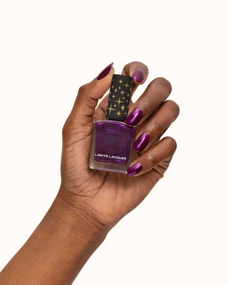 A Bright Plum polish with a Blue and Pink Shift and a shimmer finish Lights Lacquer, Kathleen Lights, Nail Bed, Flat Brush, Iron Oxide, Blue And Pink, Changing Seasons, Polished Look, Simple Nails