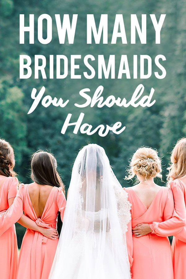 bridesmaids in pink dresses with the words how many bridesmaids you should have