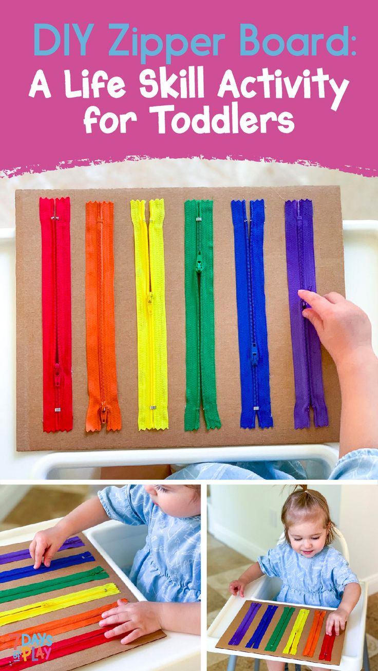 the diy zipper board is an easy and fun activity for toddlers to make