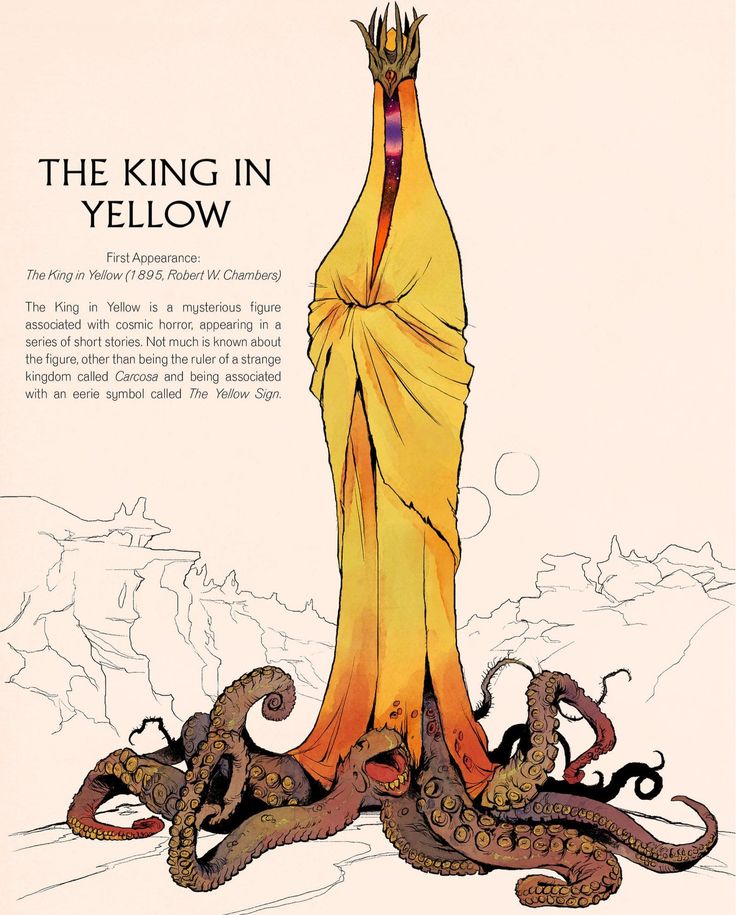 the king in yellow is standing next to an octopus